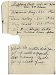 Moe Howard Lot of Handwritten Notes, Signed Once -- Jokes, Phone #'s, Speech Notes, Etc. on 3 Paper Fragments: 4'' x 5.75'' Envelope, 3'' x 4.75'' Paper & 8.5'' x 5.5'' Paper -- Good to Very Good